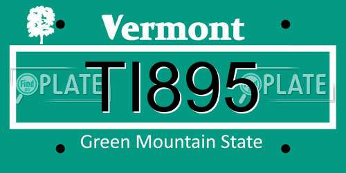 TI895 Vermont License Plate