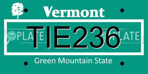 TIE236 Vermont License Plate