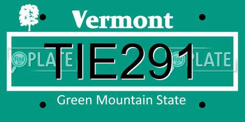TIE291 Vermont License Plate