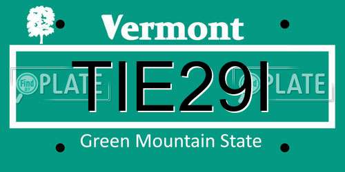 TIE29I Vermont License Plate