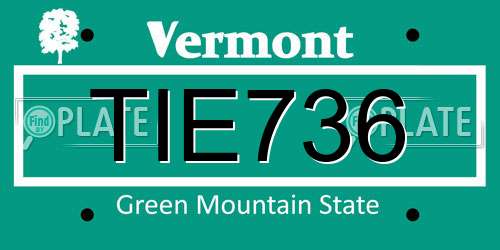 TIE736 Vermont License Plate