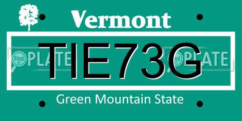 TIE73G Vermont License Plate