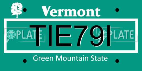 TIE79I Vermont License Plate