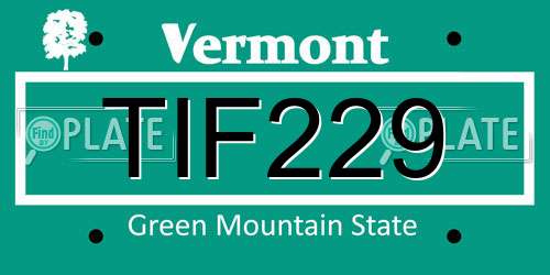 TIF229 Vermont License Plate