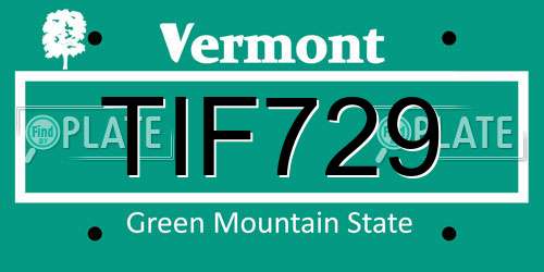 TIF729 Vermont License Plate
