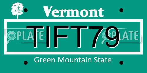 TIFT79 Vermont License Plate