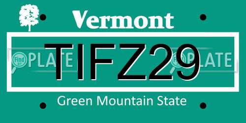 TIFZ29 Vermont License Plate
