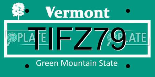 TIFZ79 Vermont License Plate
