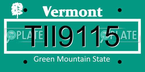 TII9115 Vermont License Plate
