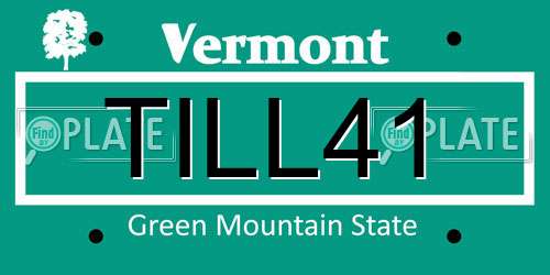 TILL41 Vermont License Plate