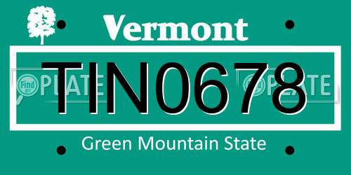 TIN0678 Vermont License Plate