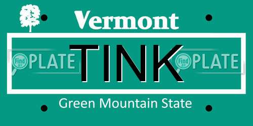 TINK Vermont License Plate