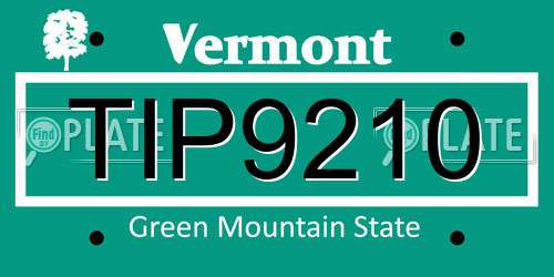 TIP9210 Vermont License Plate