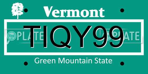 TIQY99 Vermont License Plate