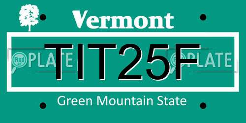 TIT25F Vermont License Plate