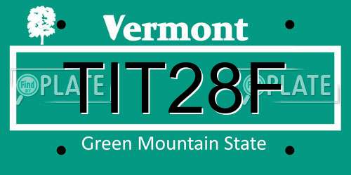 TIT28F Vermont License Plate