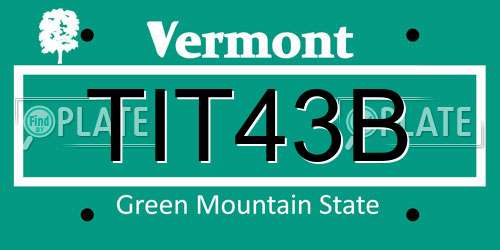 TIT43B Vermont License Plate