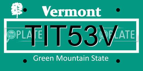 TIT53V Vermont License Plate