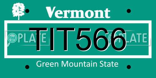TIT566 Vermont License Plate