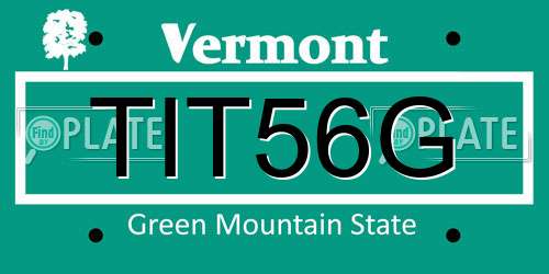 TIT56G Vermont License Plate