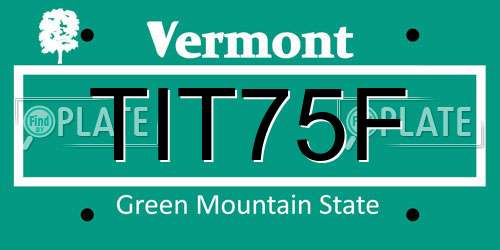 TIT75F Vermont License Plate
