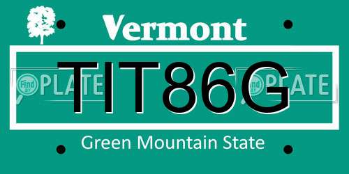 TIT86G Vermont License Plate