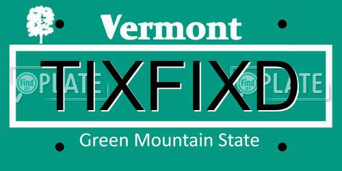 TIXFIXD Vermont License Plate