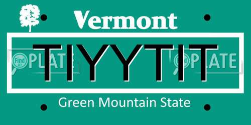 TIYYTIT Vermont License Plate