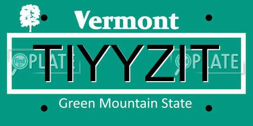 TIYYZIT Vermont License Plate