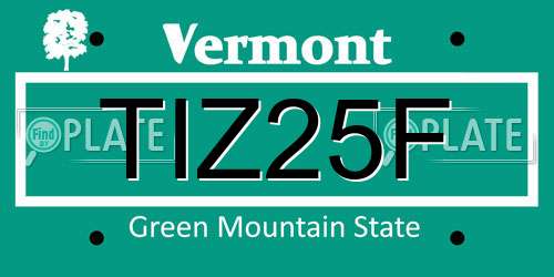 TIZ25F Vermont License Plate