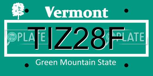 TIZ28F Vermont License Plate