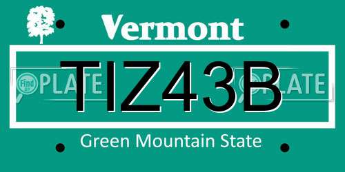 TIZ43B Vermont License Plate