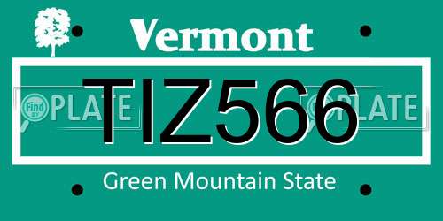 TIZ566 Vermont License Plate
