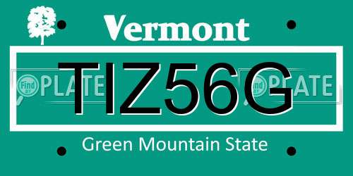 TIZ56G Vermont License Plate