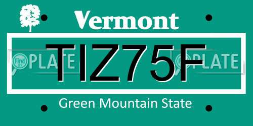 TIZ75F Vermont License Plate