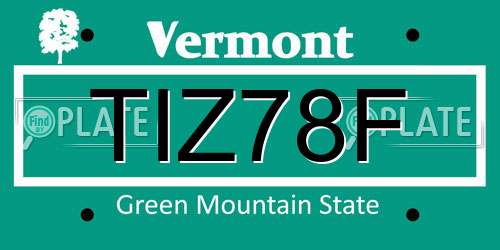 TIZ78F Vermont License Plate