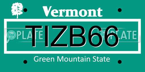 TIZB66 Vermont License Plate