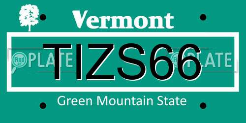 TIZS66 Vermont License Plate