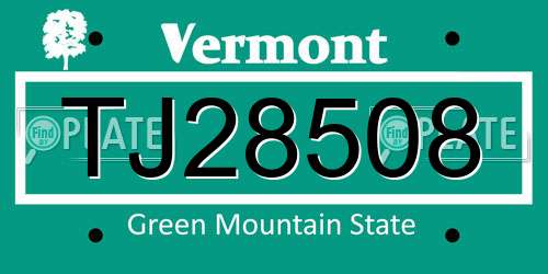 TJ28508 Vermont License Plate