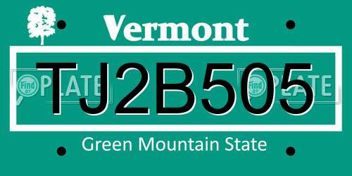 TJ2B505 Vermont License Plate