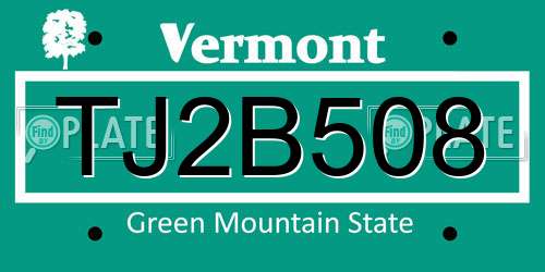 TJ2B508 Vermont License Plate