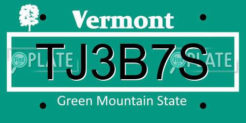TJ3B7S Vermont License Plate