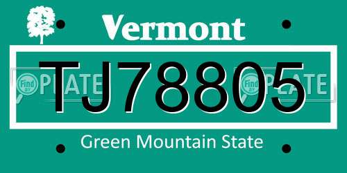 TJ78805 Vermont License Plate