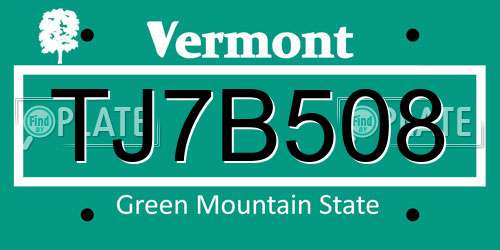 TJ7B508 Vermont License Plate