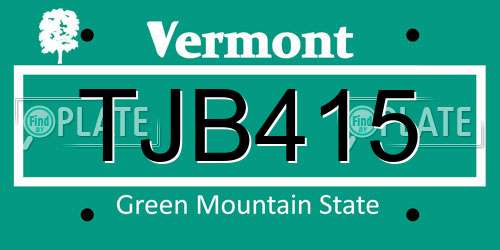 TJB415 Vermont License Plate