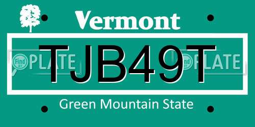 TJB49T Vermont License Plate
