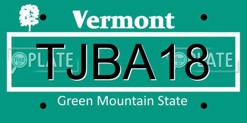 TJBA18 Vermont License Plate