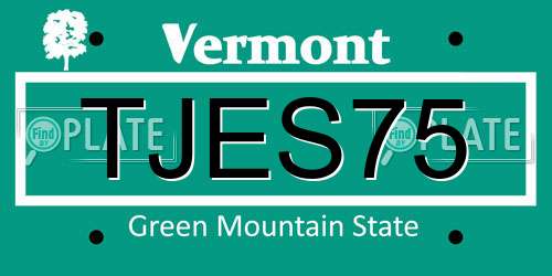 TJES75 Vermont License Plate