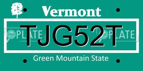 TJG52T Vermont License Plate