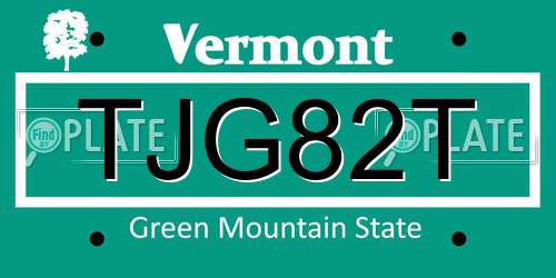 TJG82T Vermont License Plate